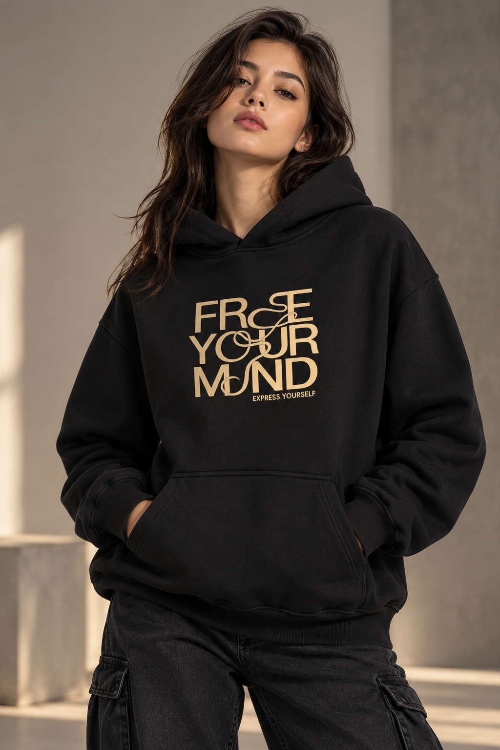 Free your mind Oversized Cotton Fleece Hoodie | Unisex