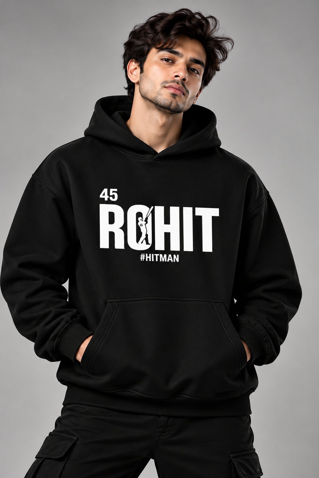 Rohit Sharma Oversized Cotton Fleece Hoodie | Unisex