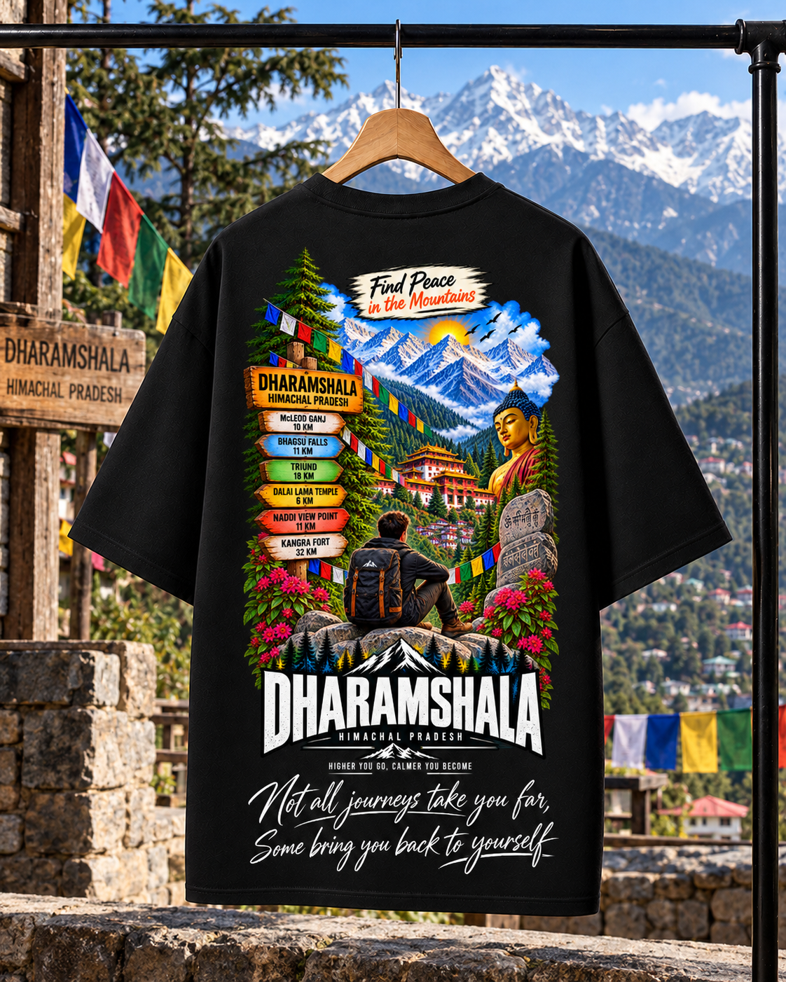 Dharamshala Oversized T-shirt | Unisex Travel Streetwear