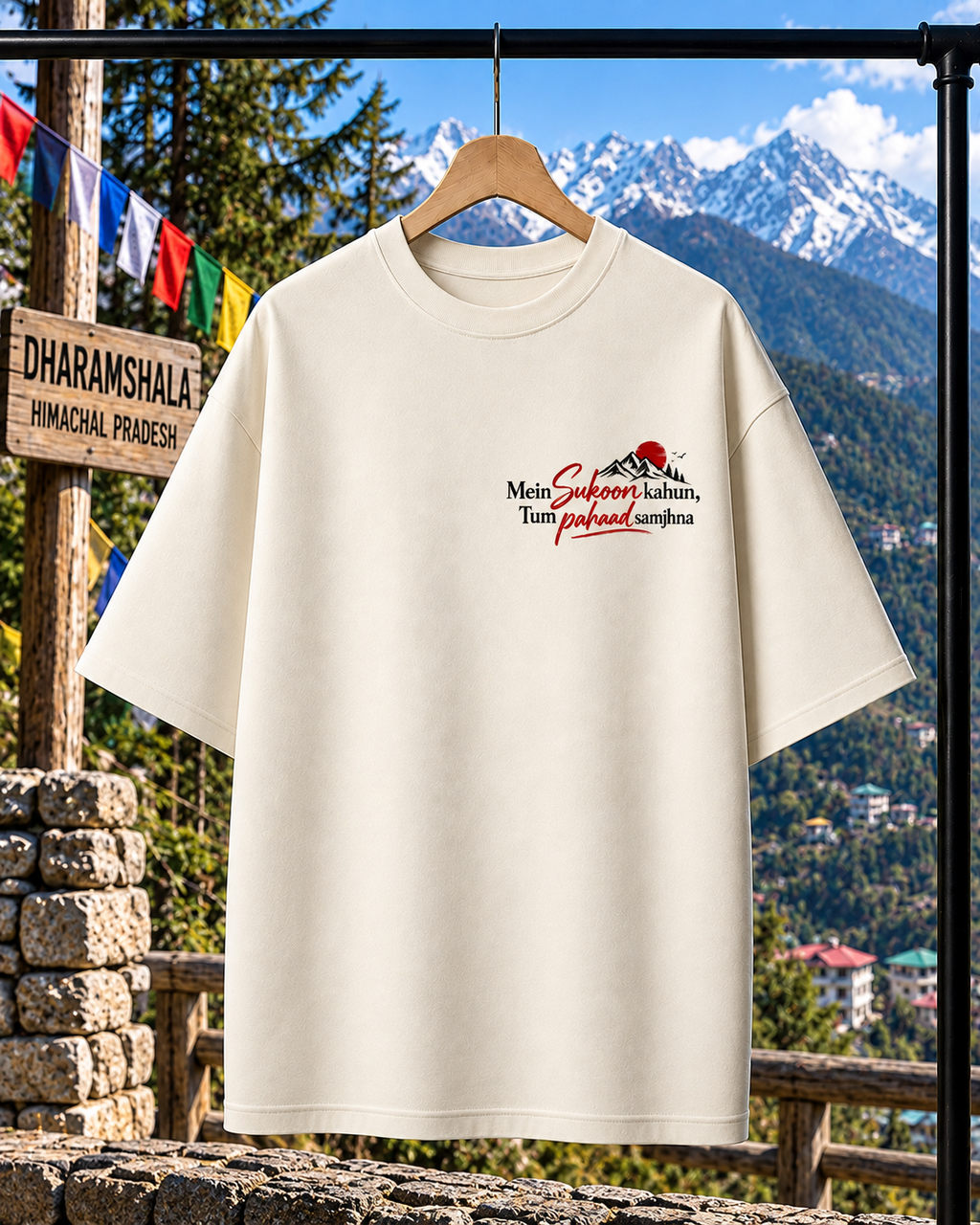 Dharamshala Oversized T-shirt | Unisex Travel Streetwear