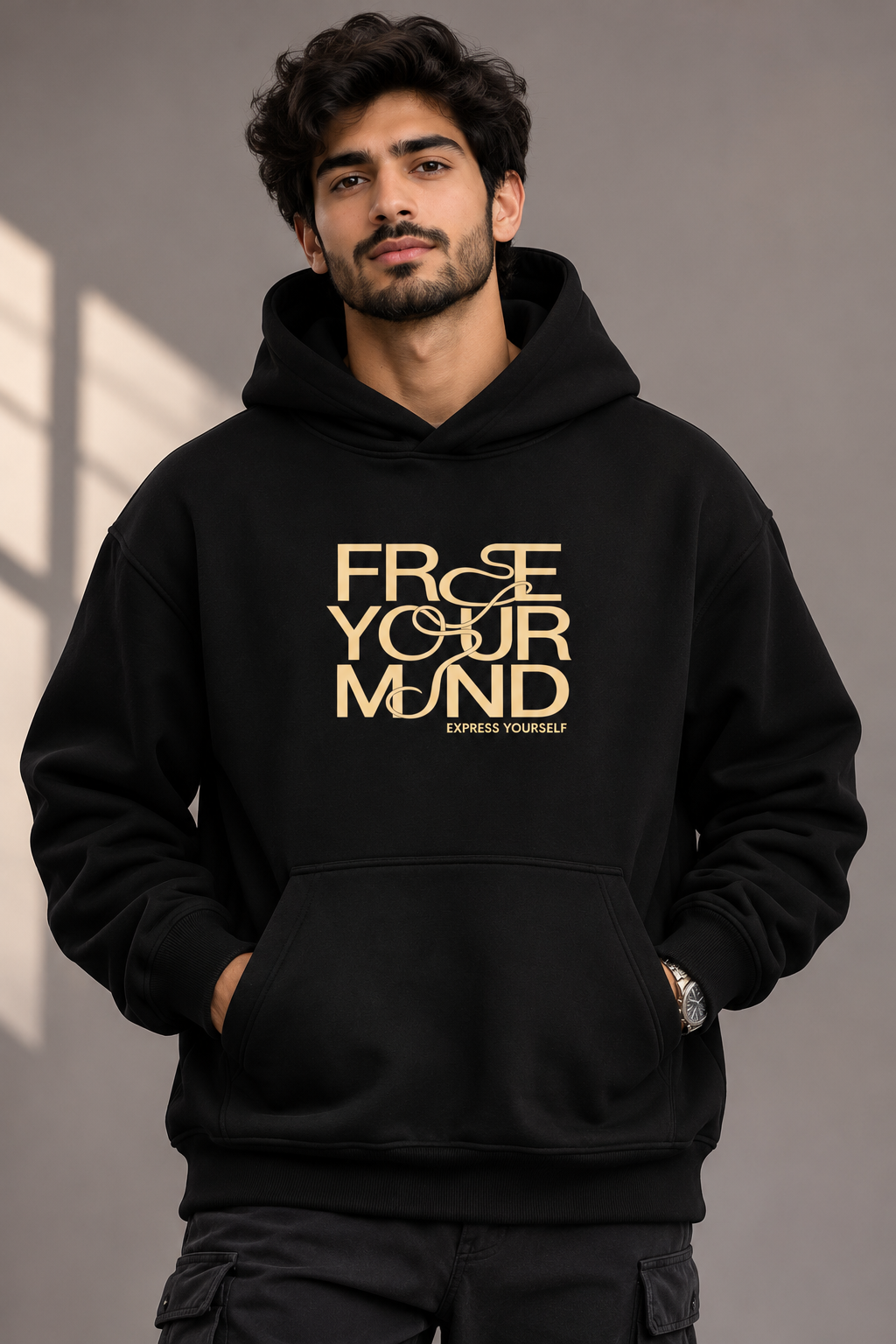 Free your mind Oversized Cotton Fleece Hoodie | Unisex