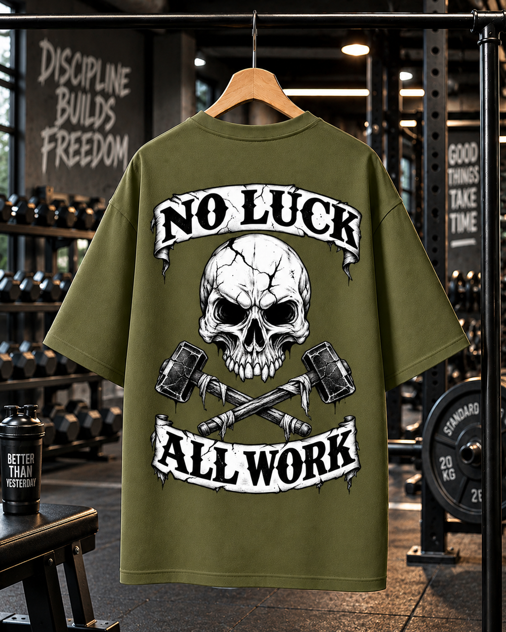 No Luck All Work Oversized Gym T-shirt