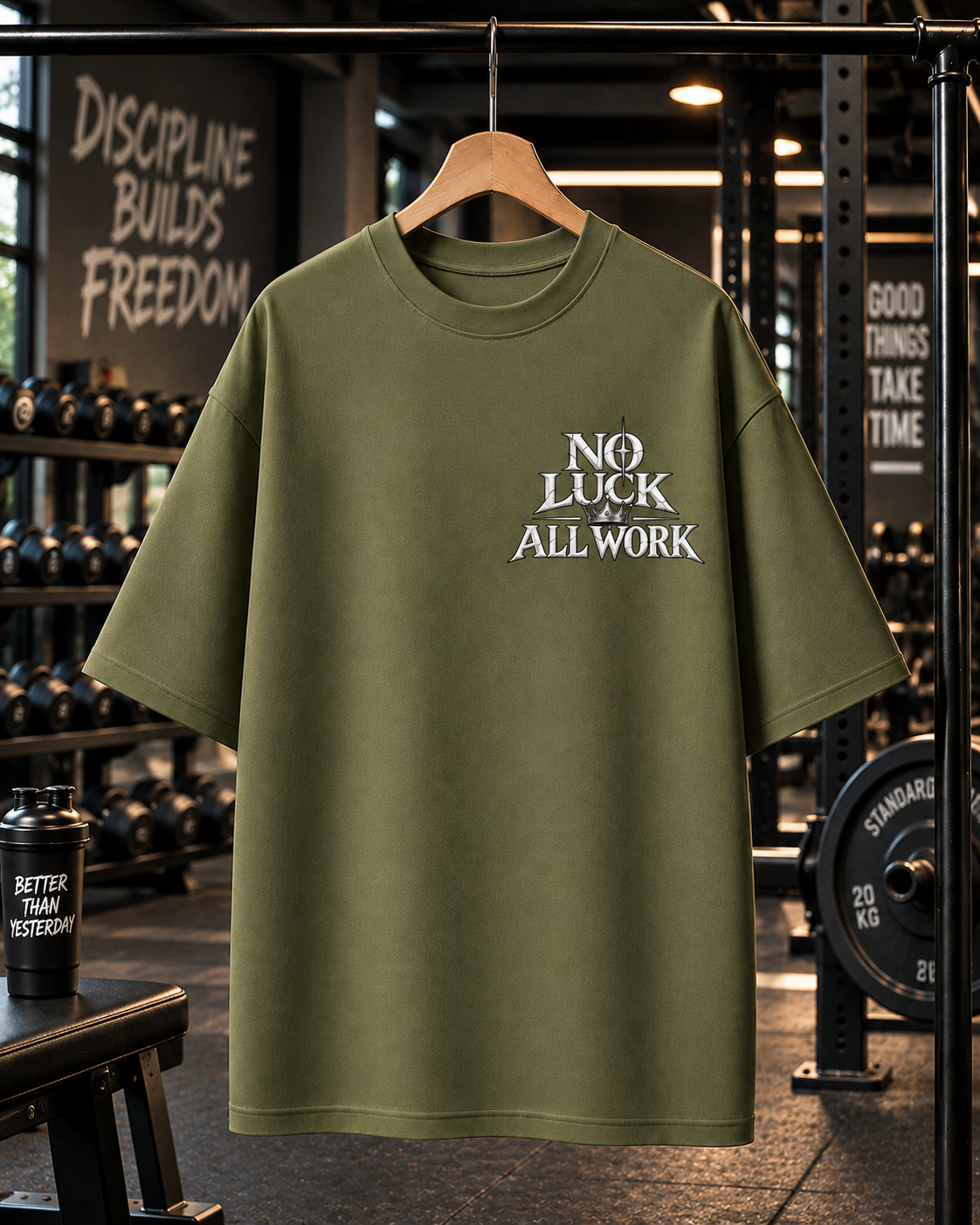 No Luck All Work Oversized Gym T-shirt