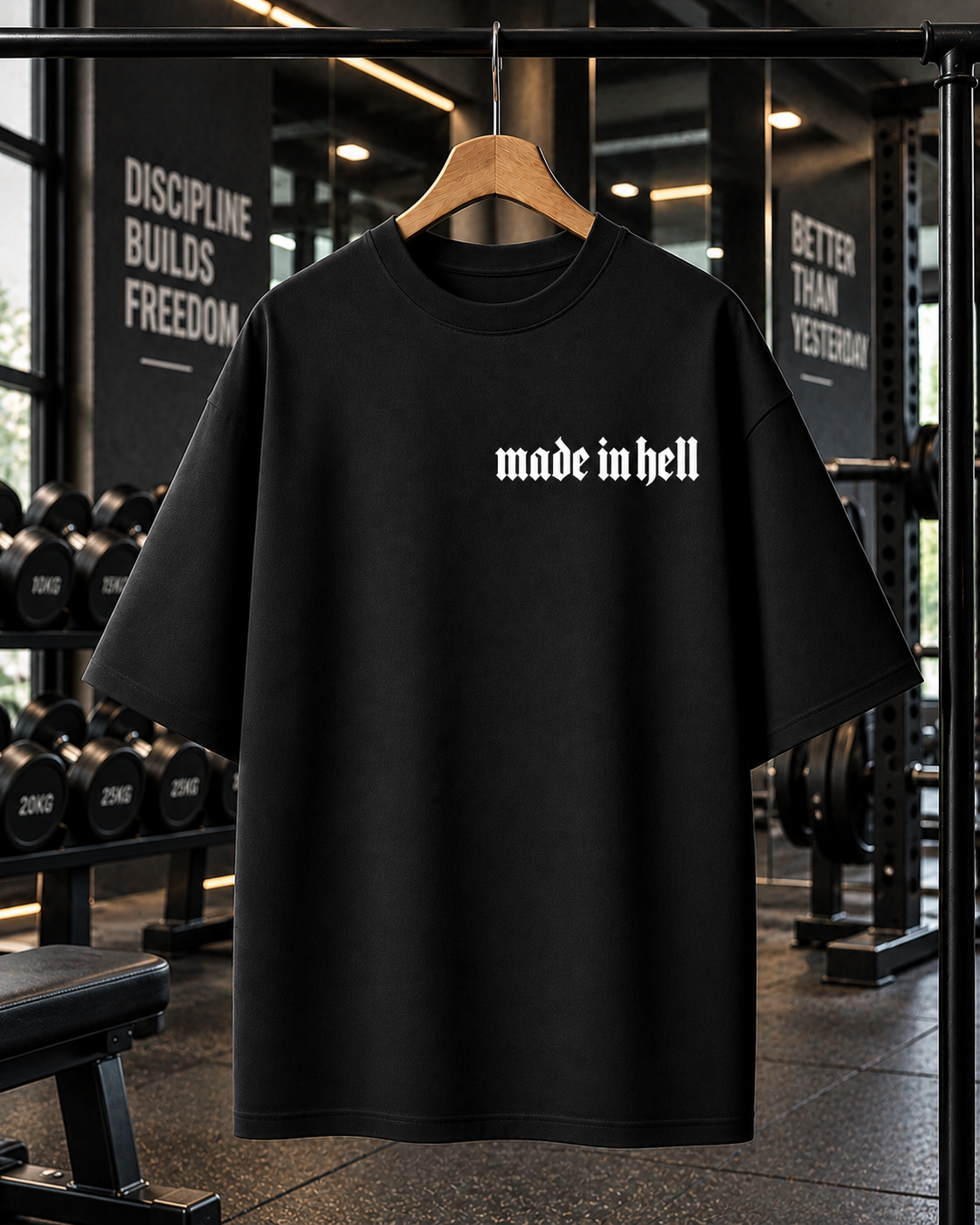 Made in Hell Oversized Gym T-shirt | Unisex