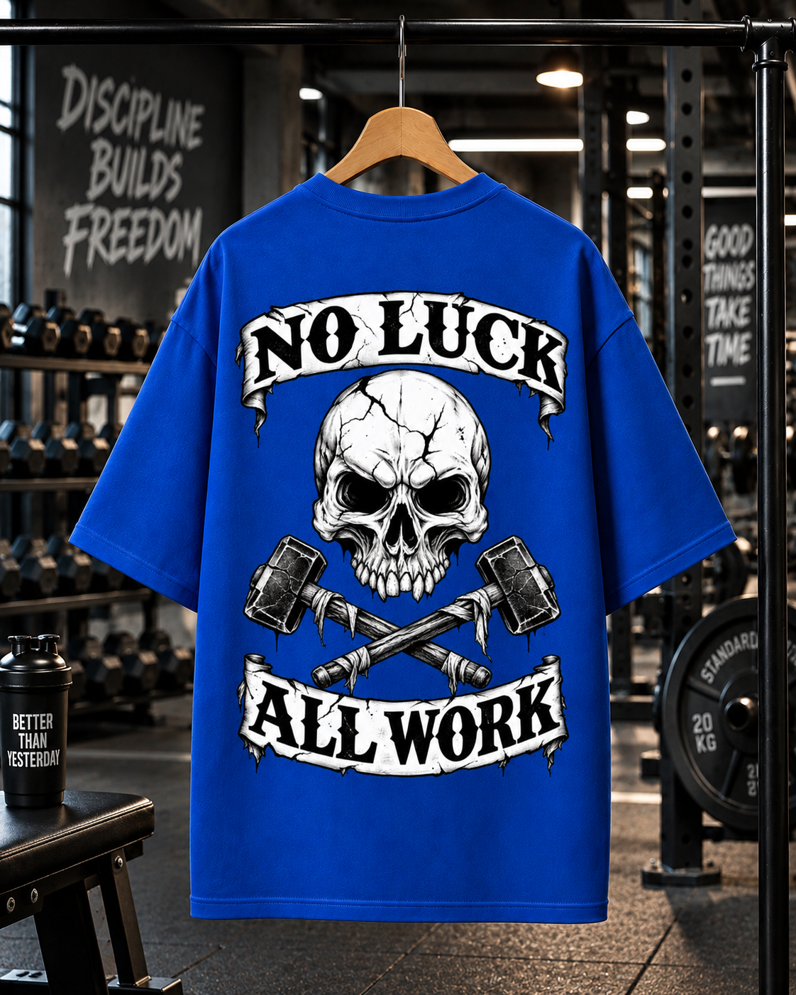 No Luck All Work Oversized Gym T-shirt