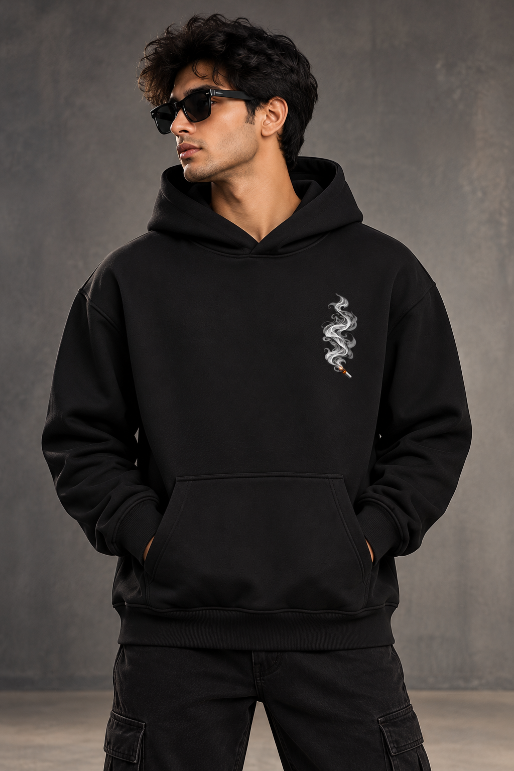 Phantom Smoke Oversized Cotton Fleece Hoodie | Unisex