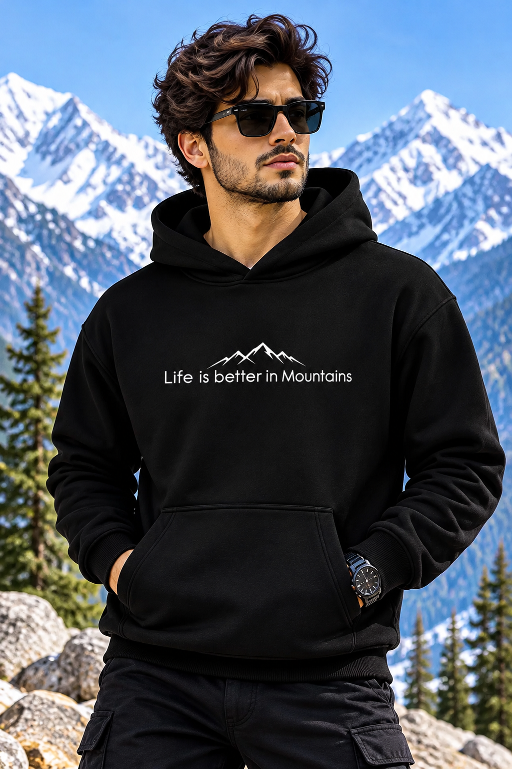 Mountain Calling Oversized Cotton Fleece Hoodie | Unisex