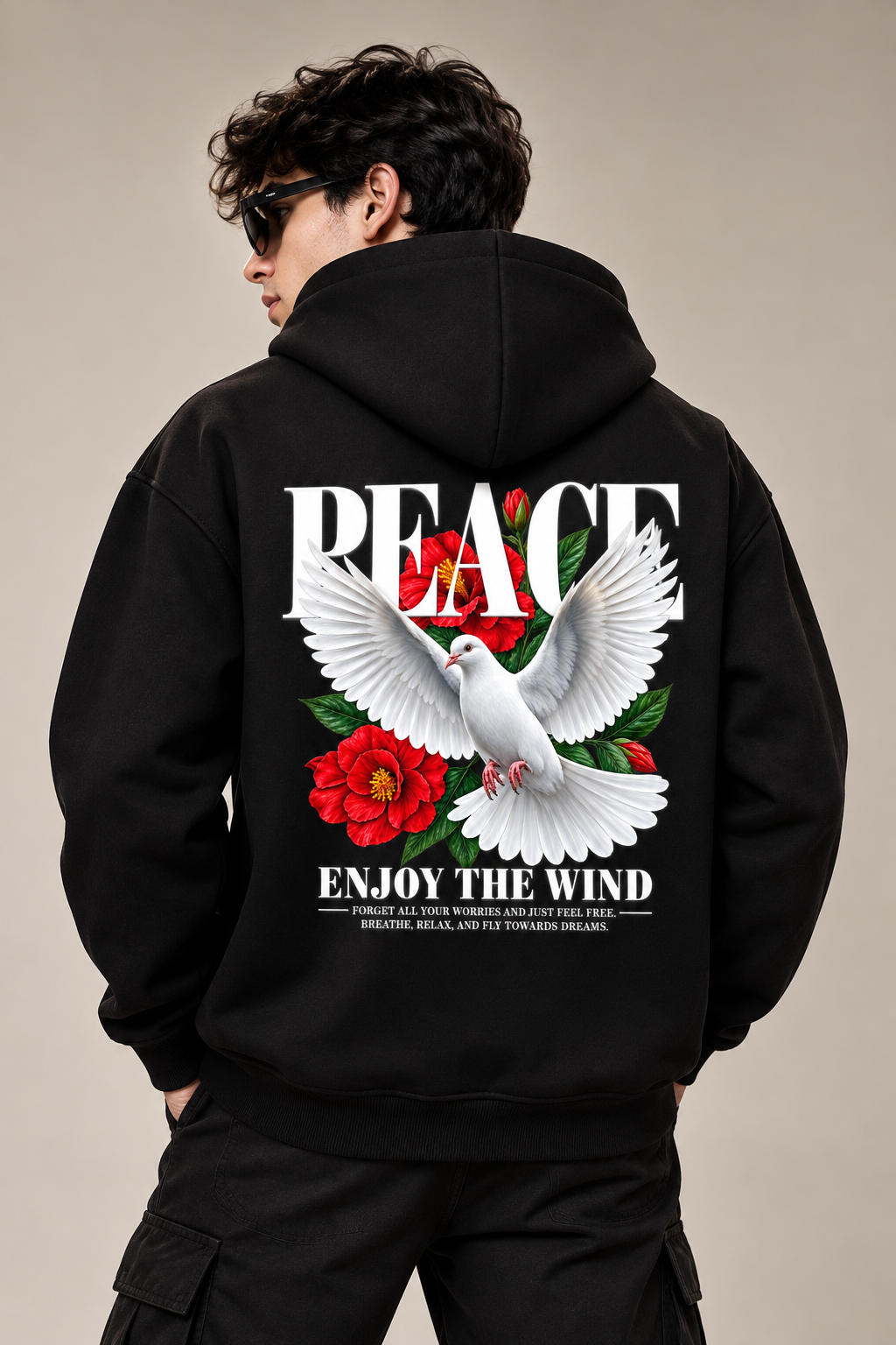 PEACE Oversized Cotton Fleece Hoodie | Unisex