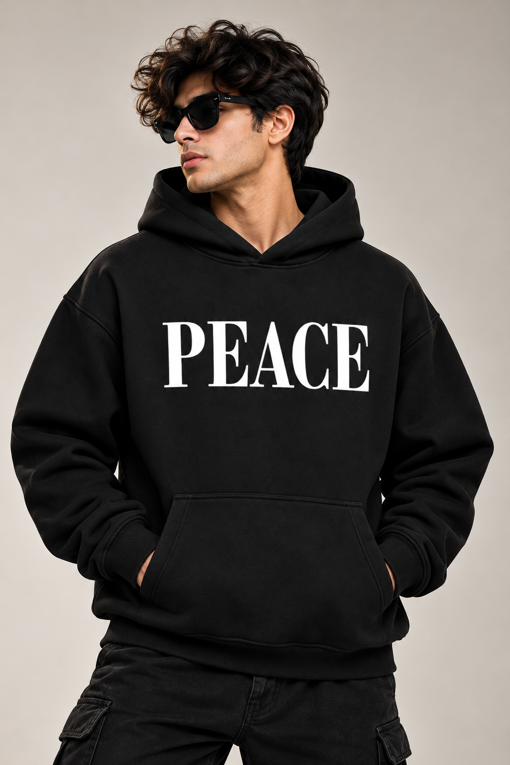 PEACE Oversized Cotton Fleece Hoodie | Unisex