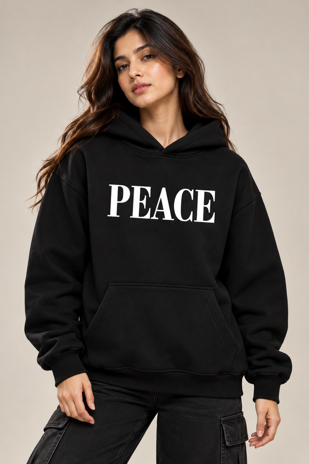 PEACE Oversized Cotton Fleece Hoodie | Unisex