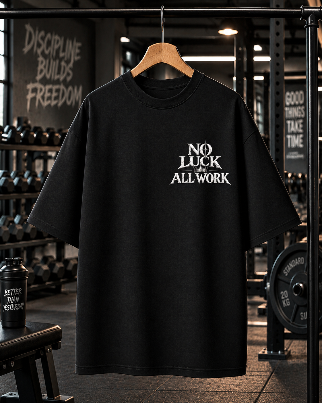 No Luck All Work Oversized Gym T-shirt