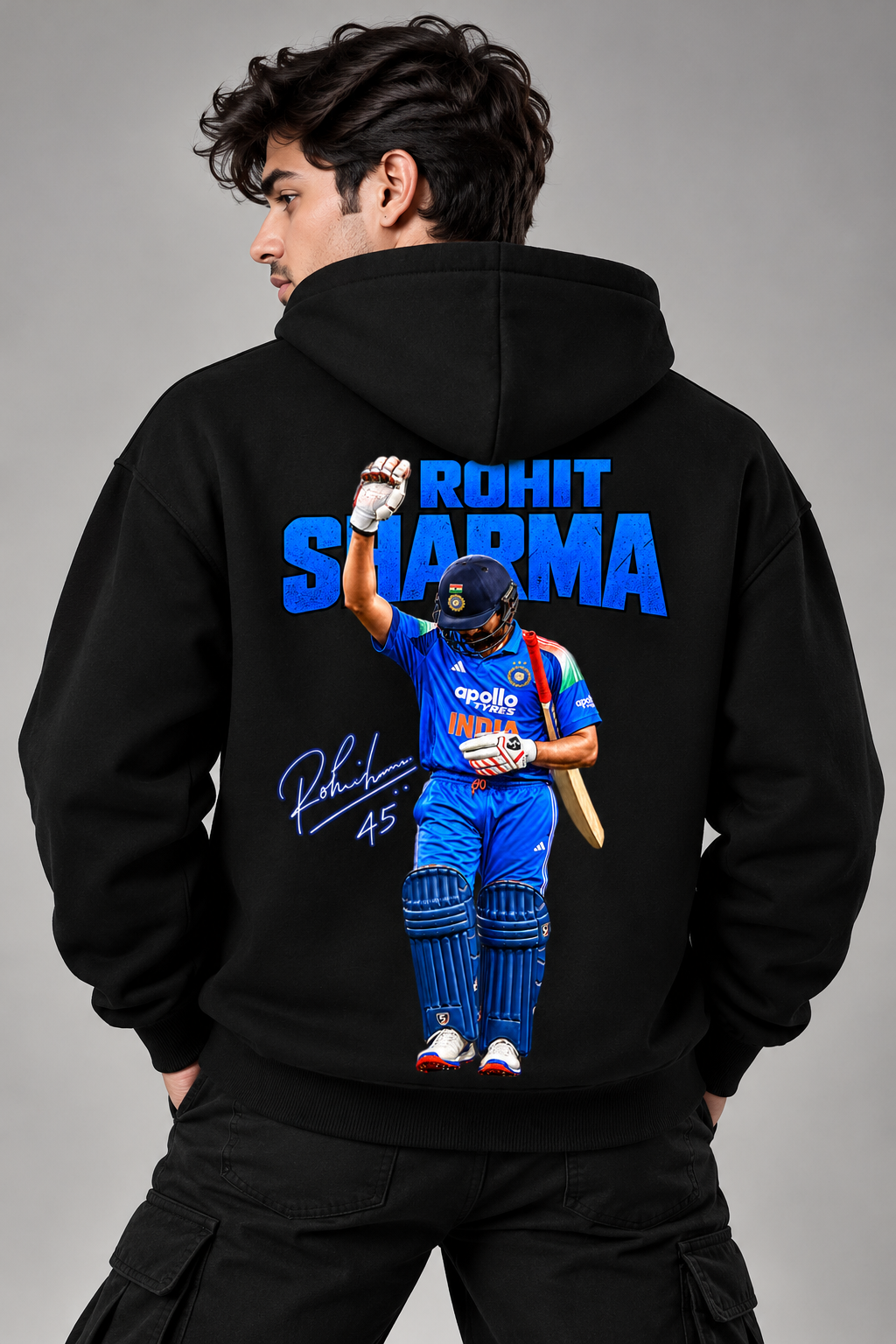Rohit Sharma Oversized Cotton Fleece Hoodie | Unisex