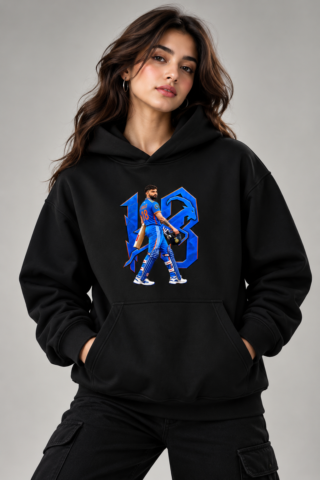 Virat Kohli Oversized Cotton fleece Hoodie