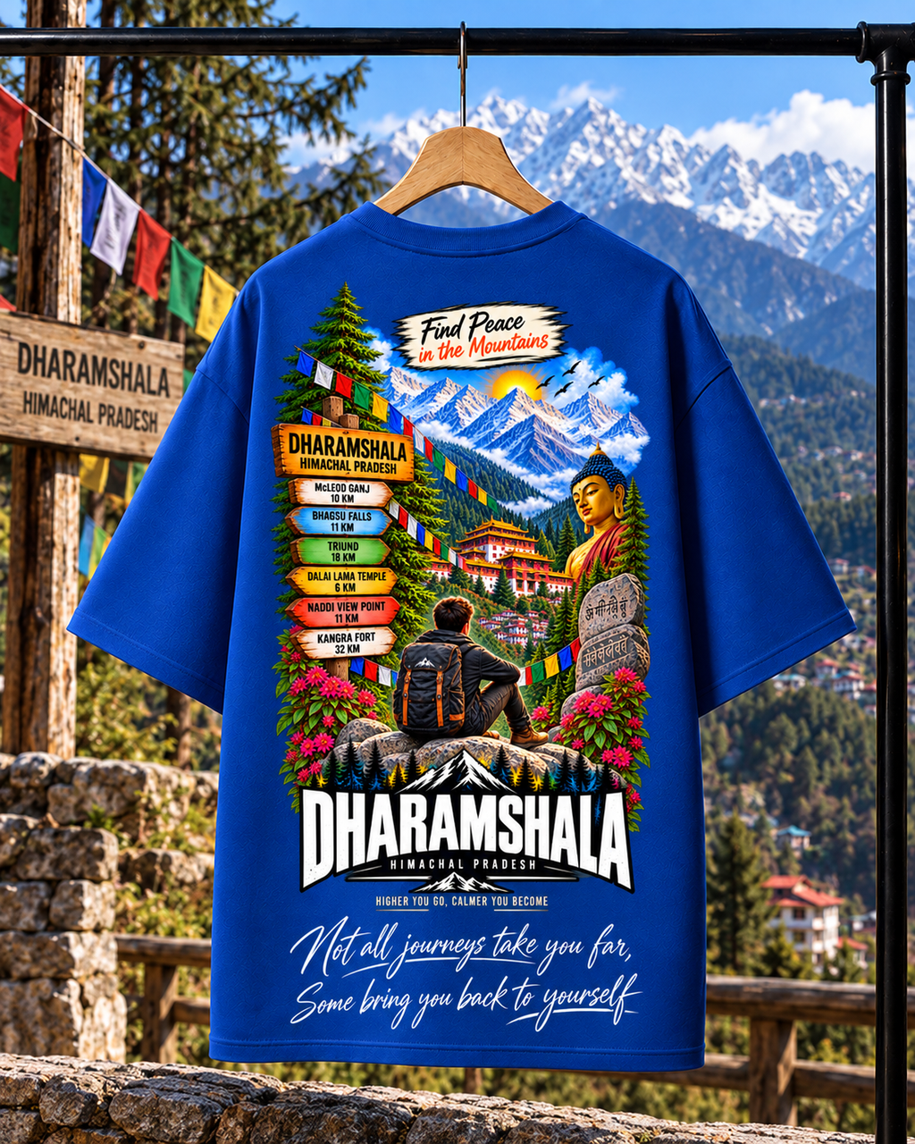 Dharamshala Oversized T-shirt | Unisex Travel Streetwear