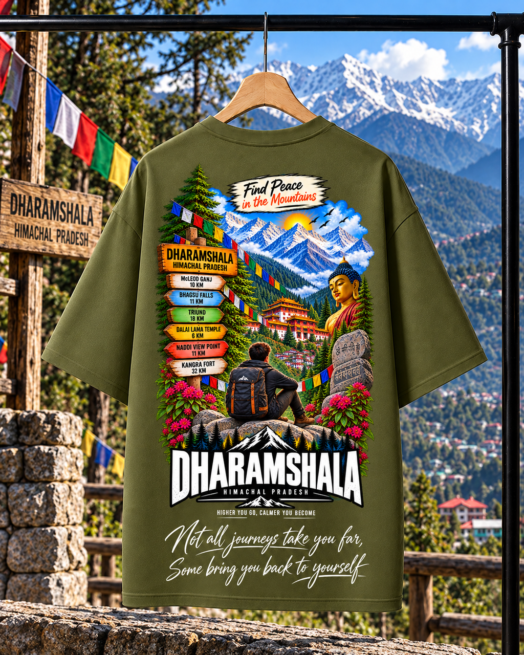 Dharamshala Oversized T-shirt | Unisex Travel Streetwear
