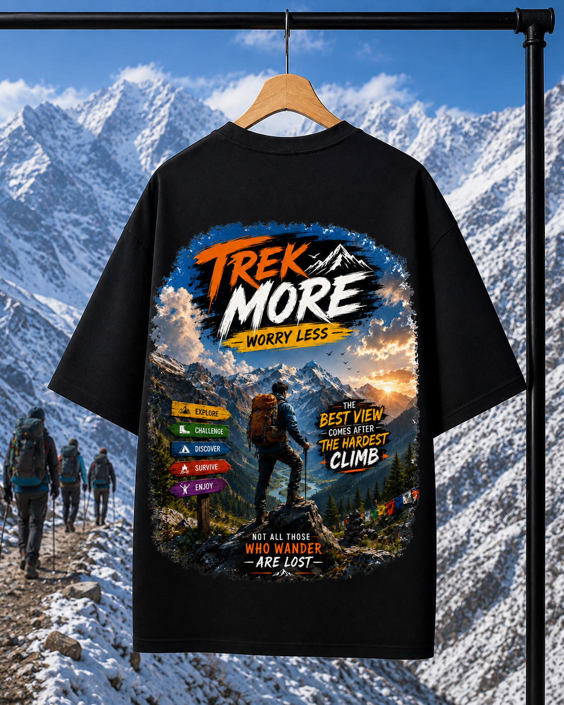 Trek more worry less | Unisex Oversized Tee