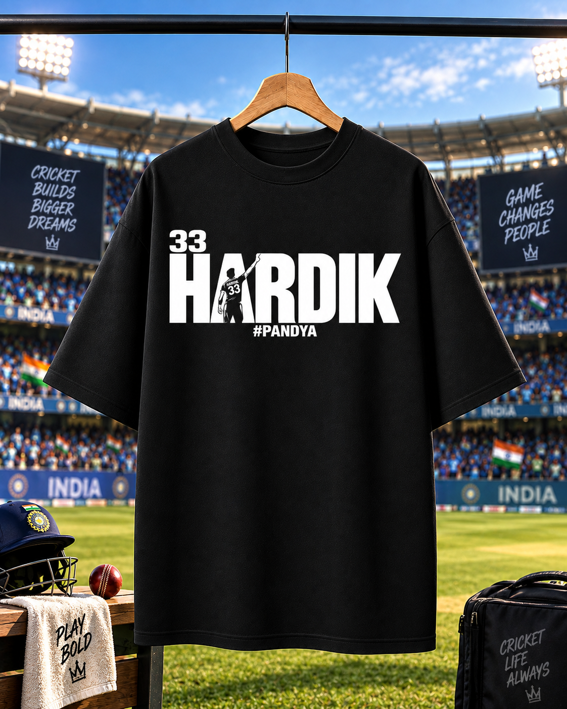 Hardik Pandya Oversized T-shirt | Unisex Cricket Streetwear