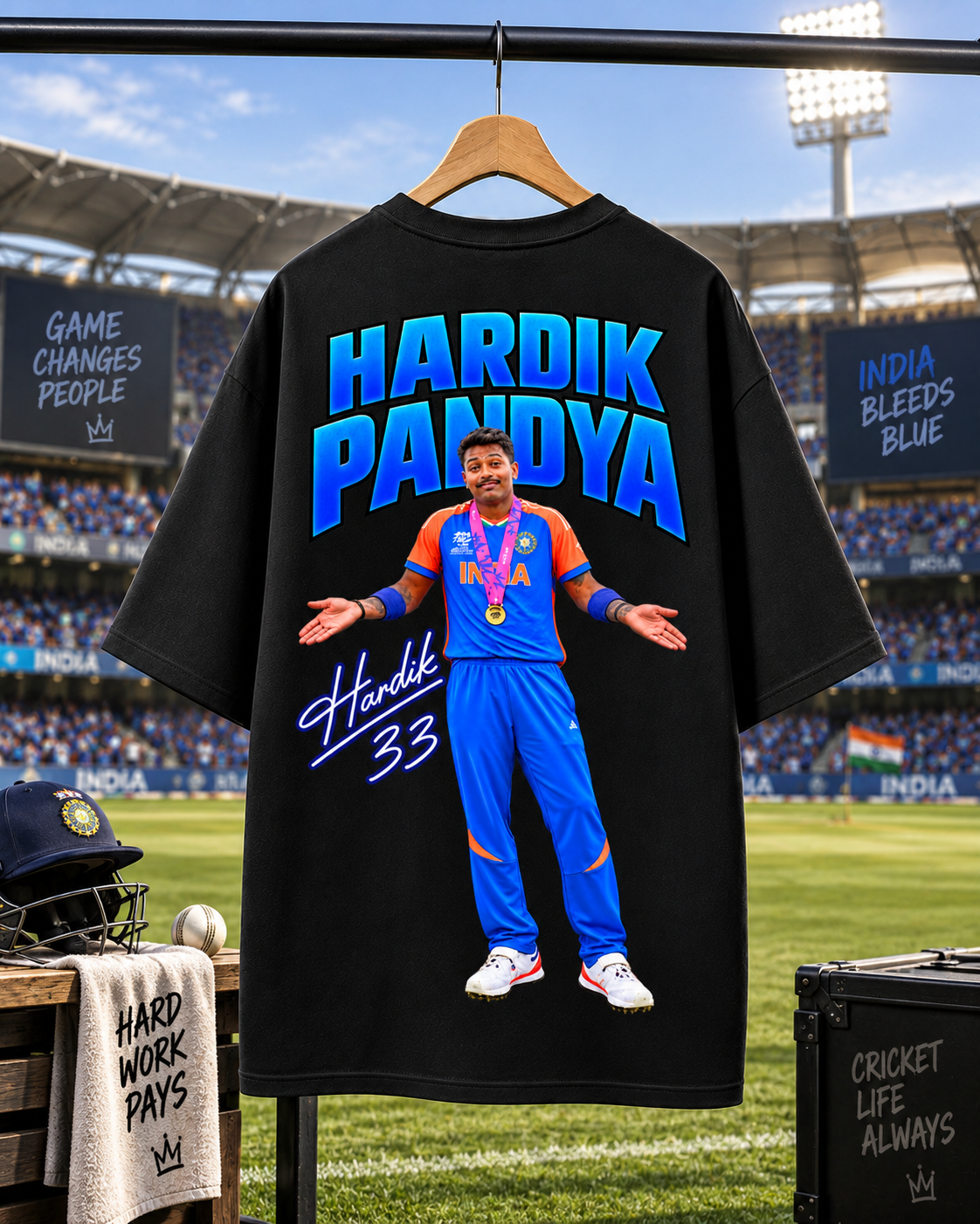 Hardik Pandya Oversized T-shirt | Unisex Cricket Streetwear