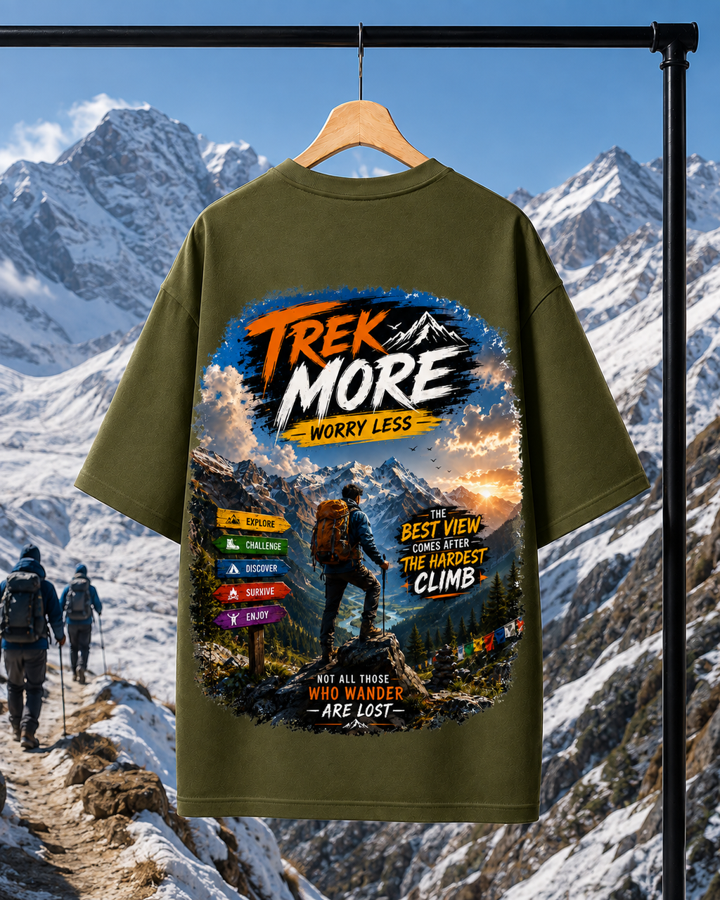 Trek more worry less | Unisex Oversized Tee