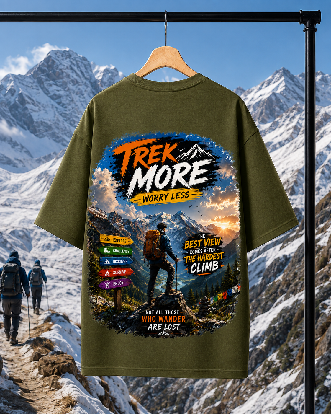 Trek more worry less | Unisex Oversized Tee